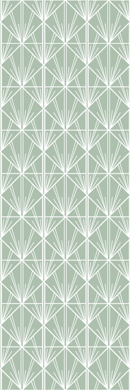 Geometrik pvc halı modern sanat yeşil beyaz desen - TenStickers