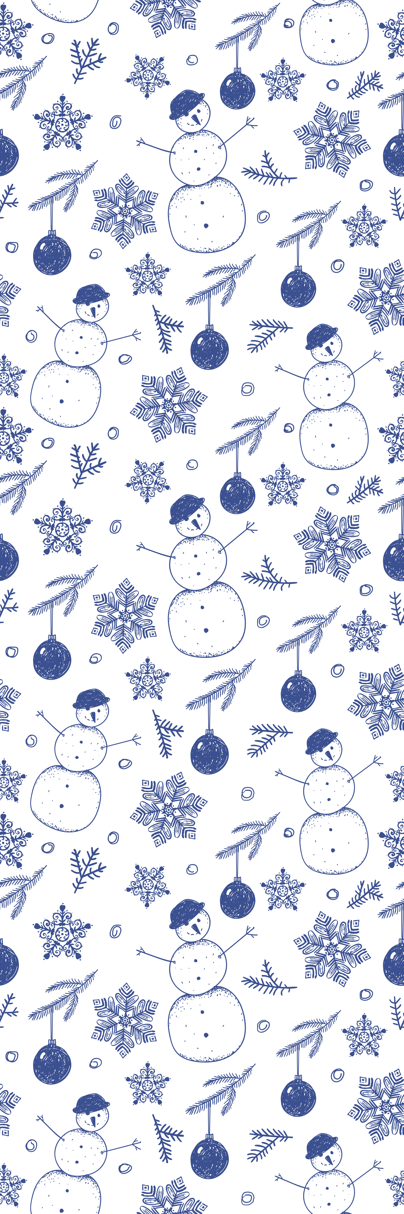 Noel pvc halı el çizimi mavi kış deseni - TenStickers