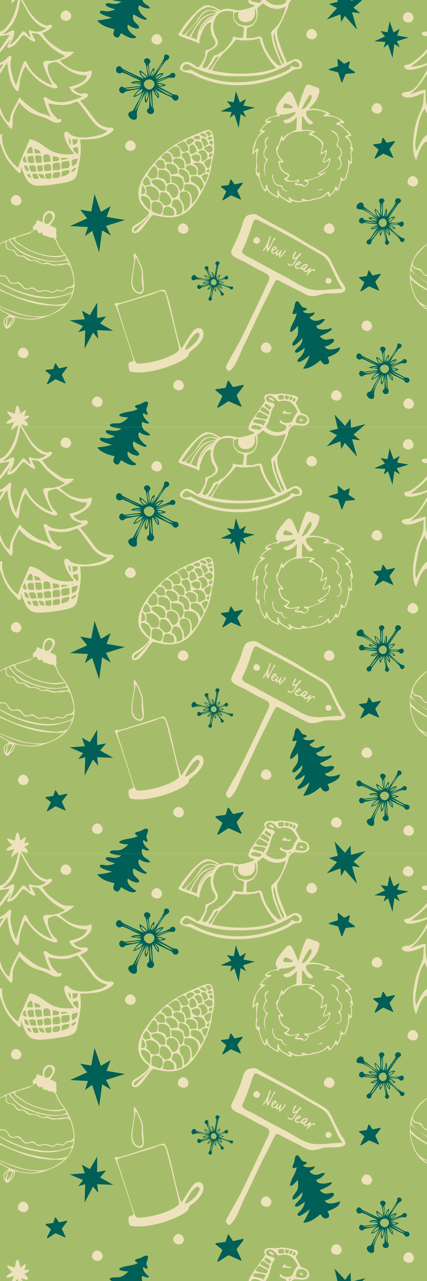 Noel pvc halı yeşil arka planda noel öğeleri - TenStickers