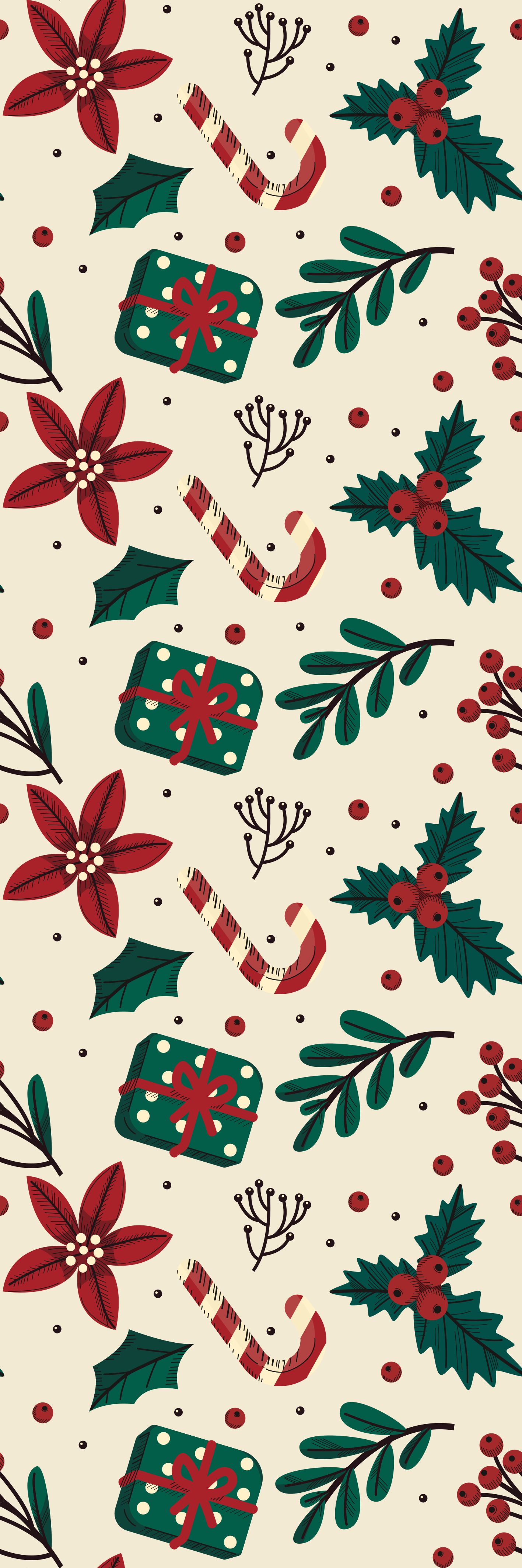 Noel pvc halı yeşil ve kırmızı vintage noel deseni - TenStickers