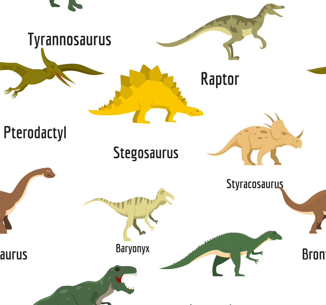 Yatak odası pvc halı gerçekçi dinozor isimleriyle - TenStickers