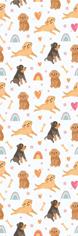 Yatak odası pvc halı sevimli köpek ve gökkuşağı deseni - TenStickers