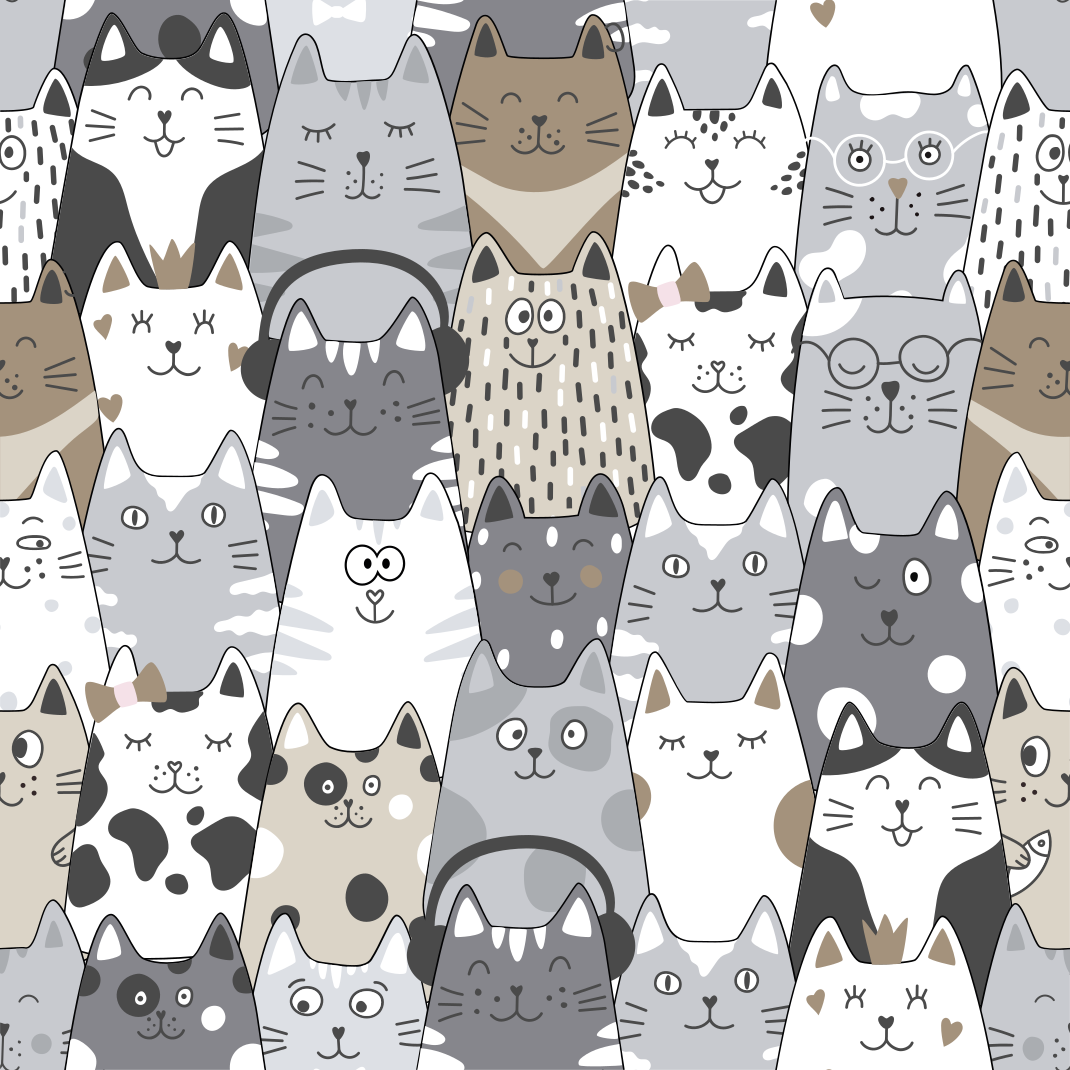 Yatak odası pvc halı çizgi film kedileri - TenStickers