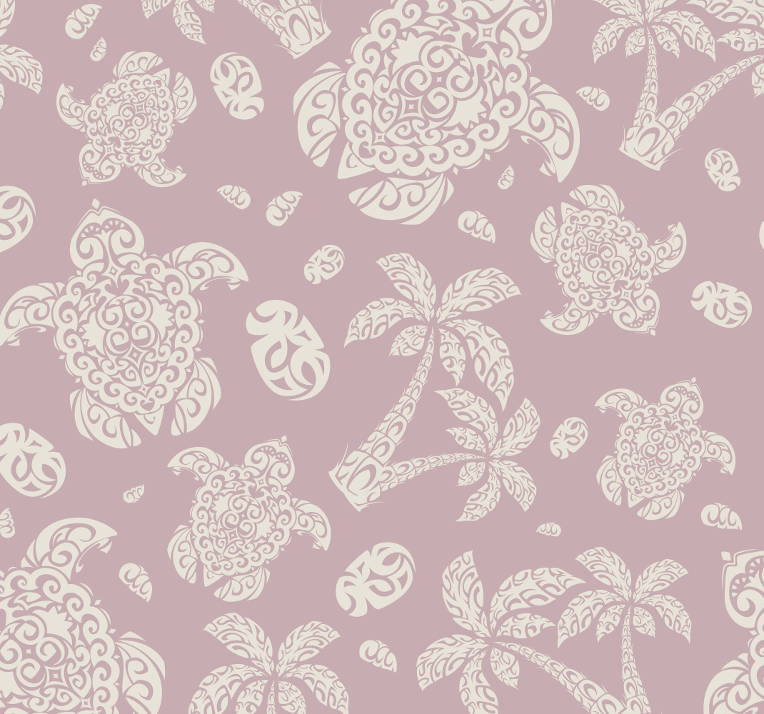 Yatak odası pvc halı hawaii kaplumbağa ve palmiye deseni - TenStickers