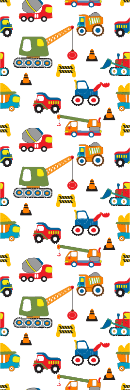 Yatak odası pvc halı sevimli iş makineleri tasarımı - TenStickers