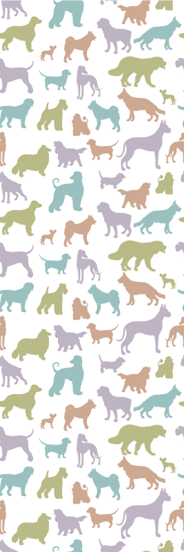 Yatak odası pvc halı köpek siluetleri pastel renkler - TenStickers