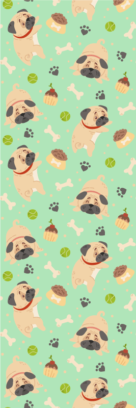 Yatak odası pvc halı şişman bulldog ve kemikle - TenStickers