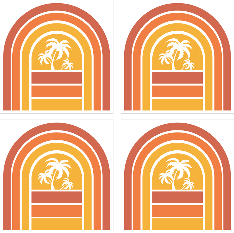 Doğa pvc halı retro günbatımı ve palmiyeler tİlles - TenStickers
