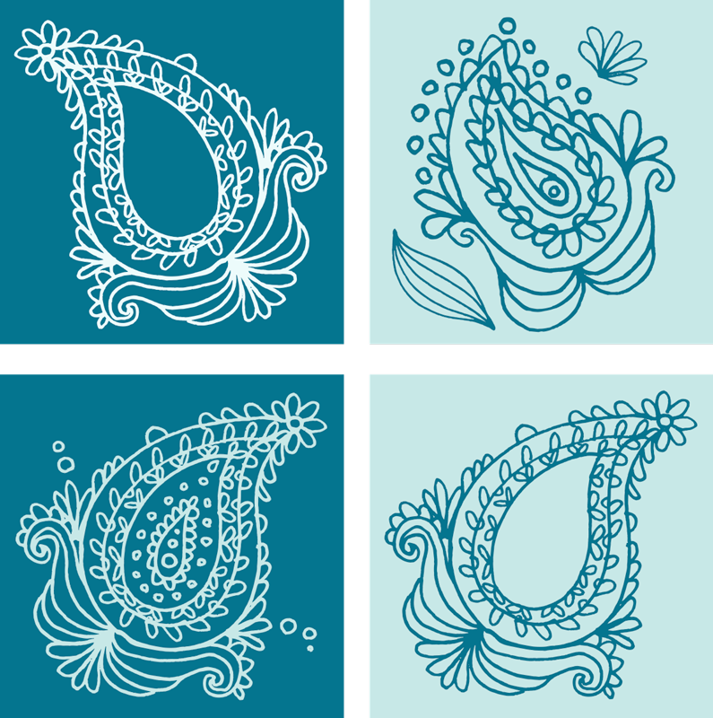 Doğa pvc halı paisley desenli karolar - TenStickers