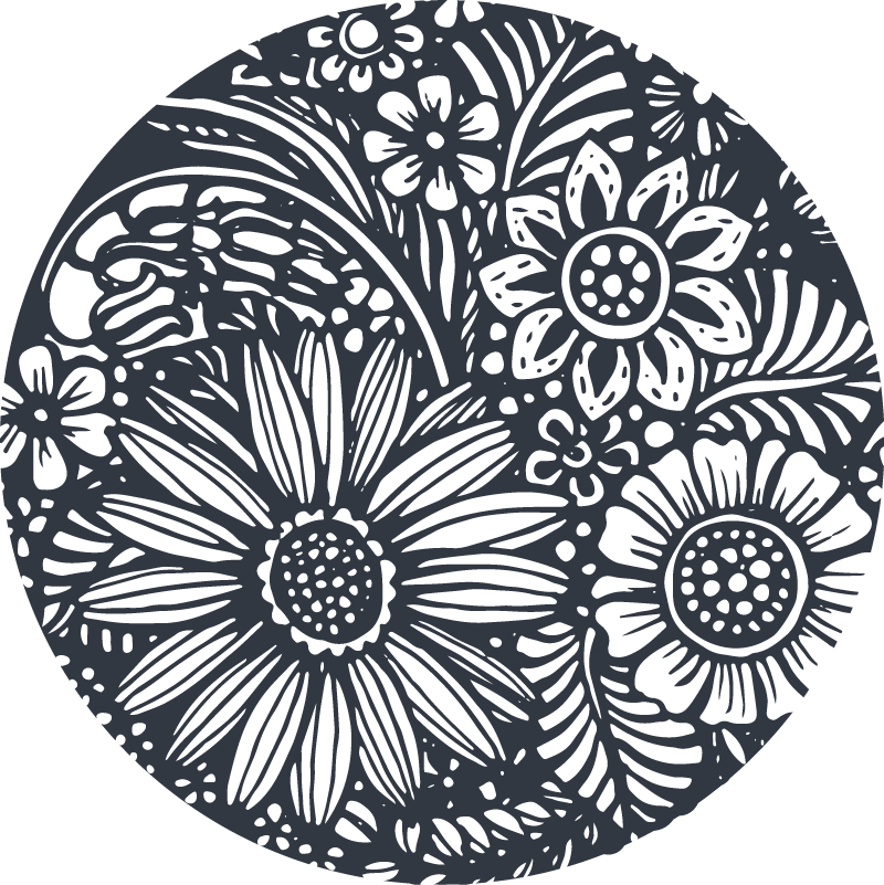 Doğa pvc halı Çiçek desenli daire - TenStickers