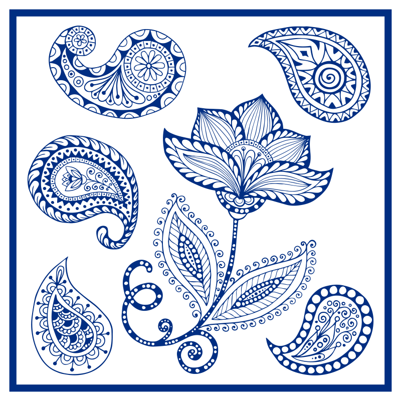 Doğa pvc halı botanik paisley deseni - TenStickers
