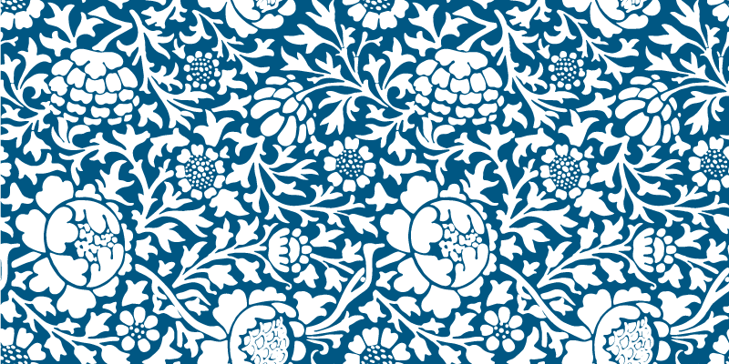 Çiçekler ve bitkiler pvc halı deniz mavisi flora - TenStickers