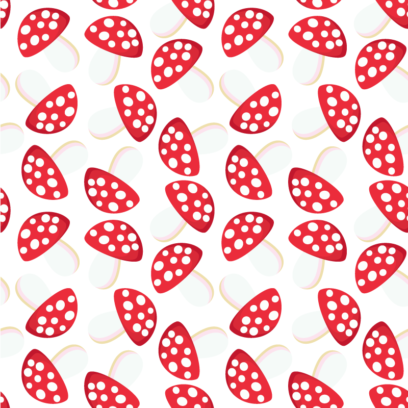 Çiçekler ve bitkiler pvc halı klasik mantarlar beyaz zemin - TenStickers