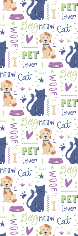 Yatak odası pvc halı - harika renkli köpekli doodle - TenStickers