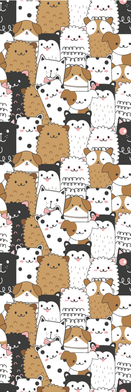 Yatak odası pvc halı sevimli köpekler - TenStickers