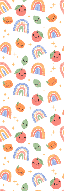 Yatak odası pvc halı sevimli bebek meyveleri yüzlü - TenStickers