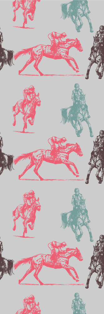 Yatak odası pvc halı - farklı renklerde gri zemin at desenli - TenStickers