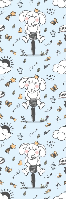 Yatak odası pvc halı filin bisiklet sürdüğü desen - TenStickers