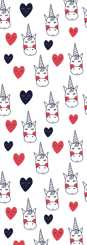 Yatak odası pvc halı kalp desenli unicorn - TenStickers
