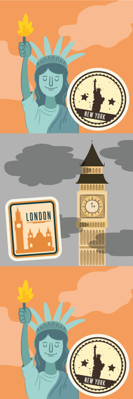 Yatak odası pvc halı nyc ve londra kolajı - TenStickers