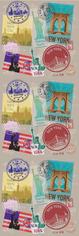 Yatak odası pvc halı eski nyc kolajı - TenStickers