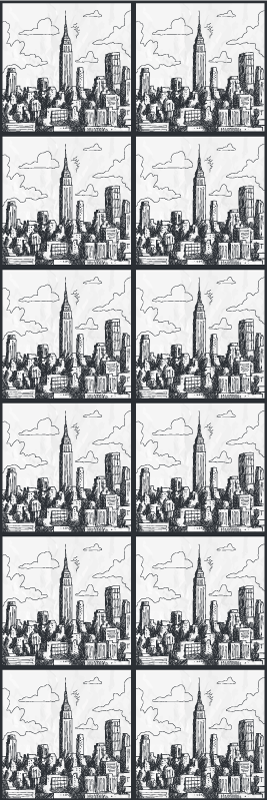 Yatak odası pvc halı nyc çizim kolajı - TenStickers