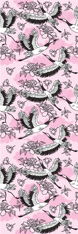 Yatak odası pvc halı modern pembe kuş deseni - TenStickers