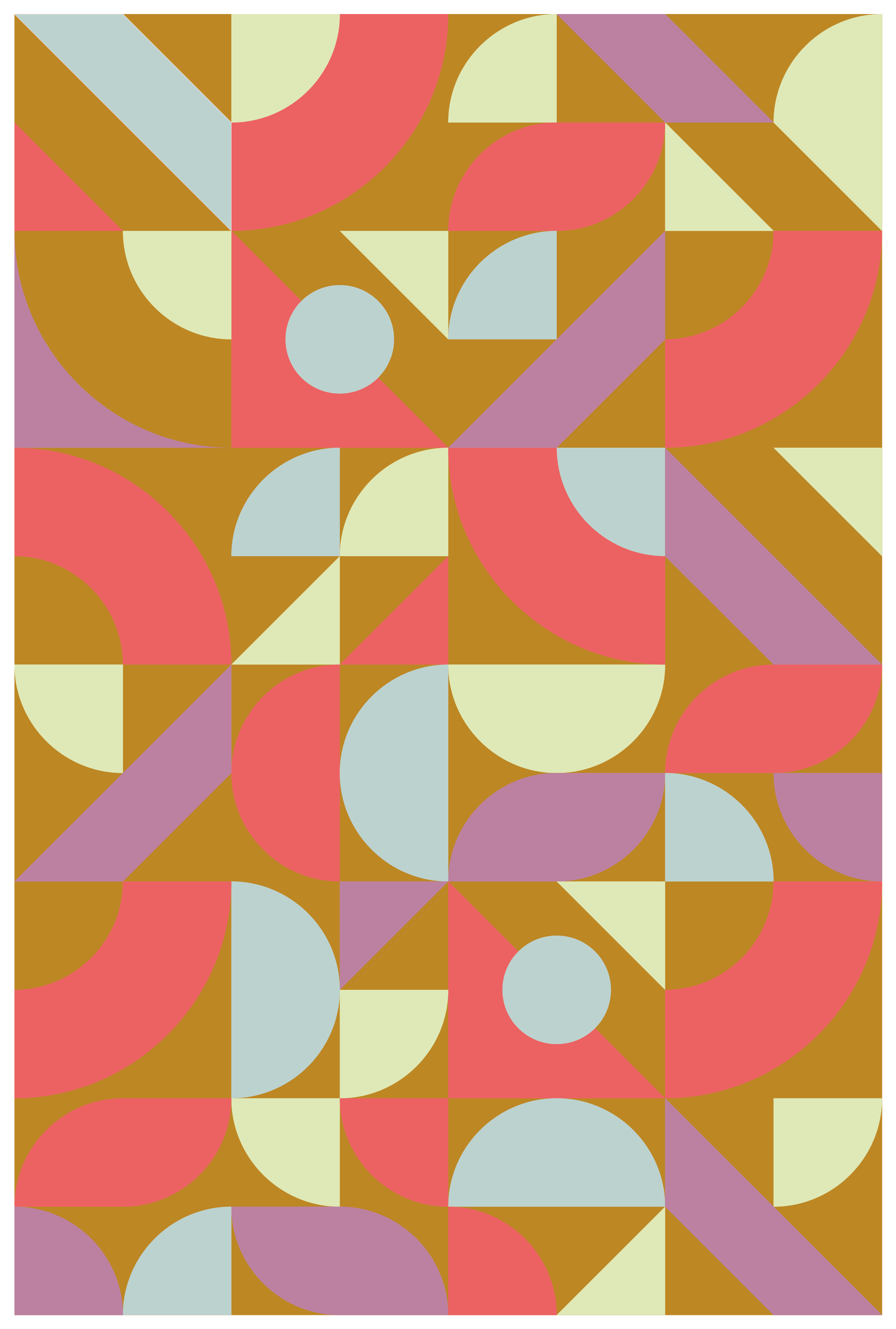Geometrik pvc halı retro renkler - TenStickers
