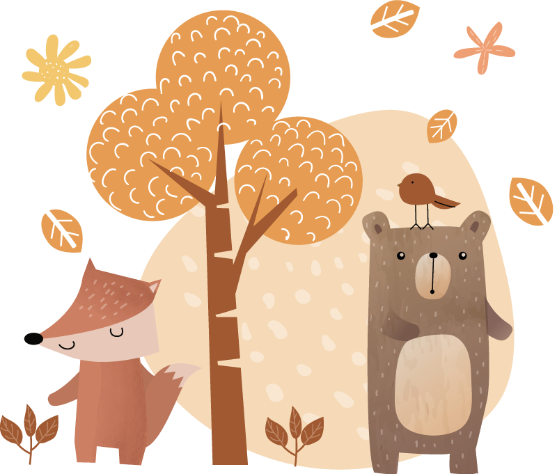 Çocukta pvc halı hayvanlar ve ağaç - TenStickers