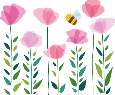 Çocukta pvc halı pembe çiçekler ve arı - TenStickers