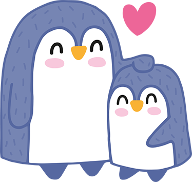 Çocukta pvc halı - anne ve bebek penguen - TenStickers