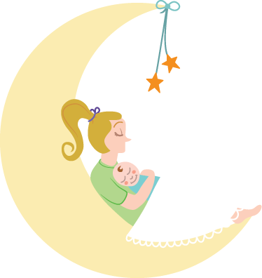 Çocukta pvc halı ay'daki anne ve bebek - TenStickers