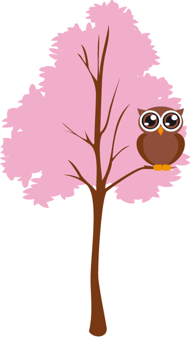 Çocukta pvc halı baykuşlu pembe ağaç - TenStickers