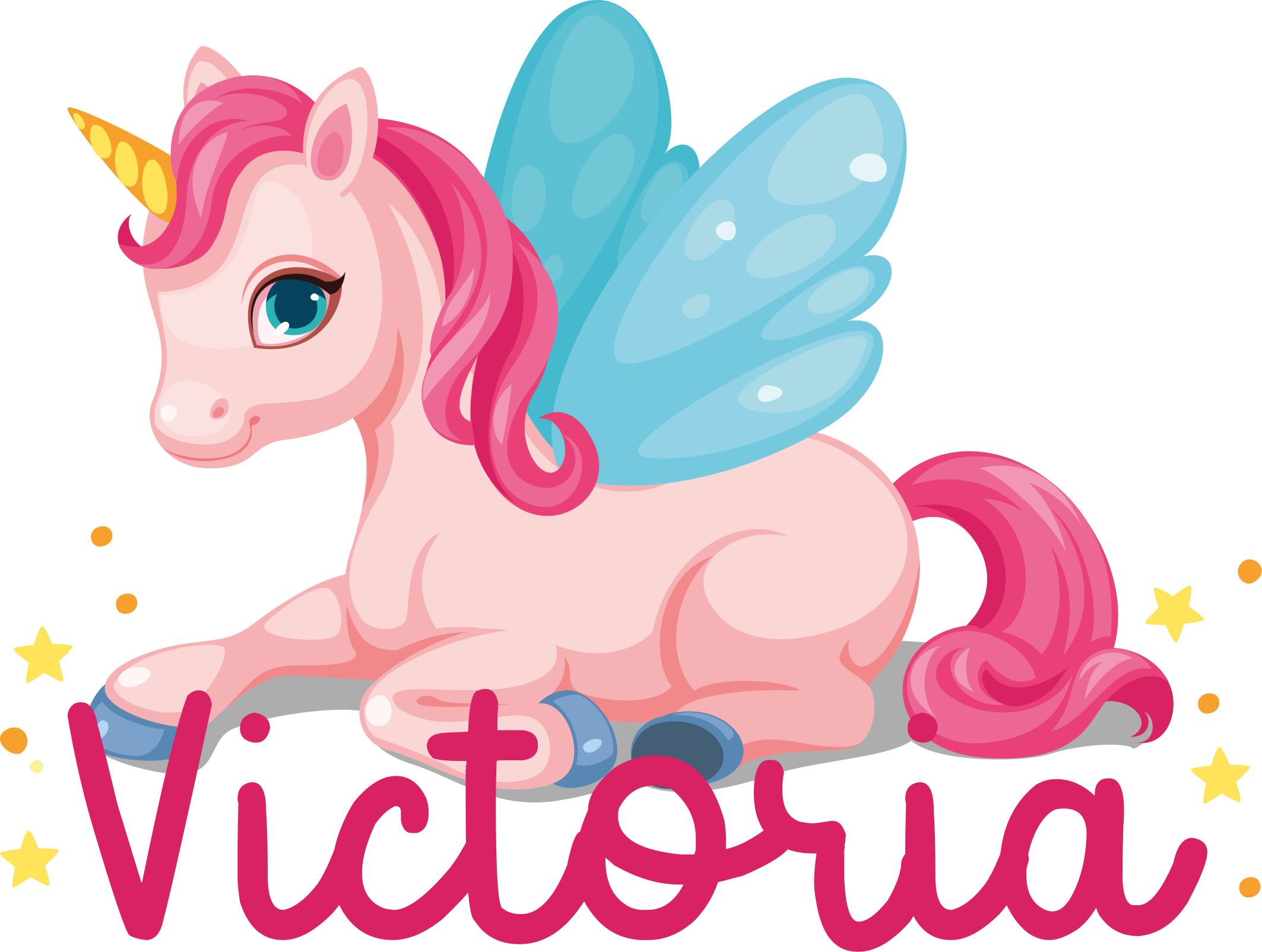 Çocukta pvc halı komik pembe mutlu tek boynuzlu - TenStickers