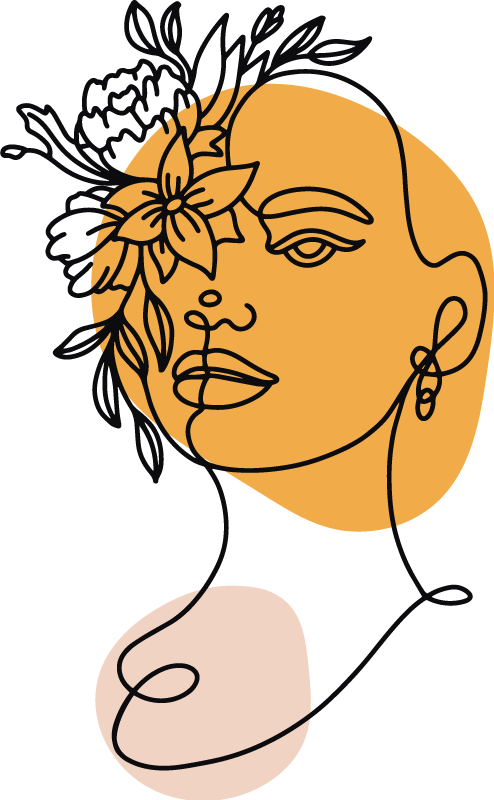 Yatak odası pvc halı kadın minimalist portresi - TenStickers