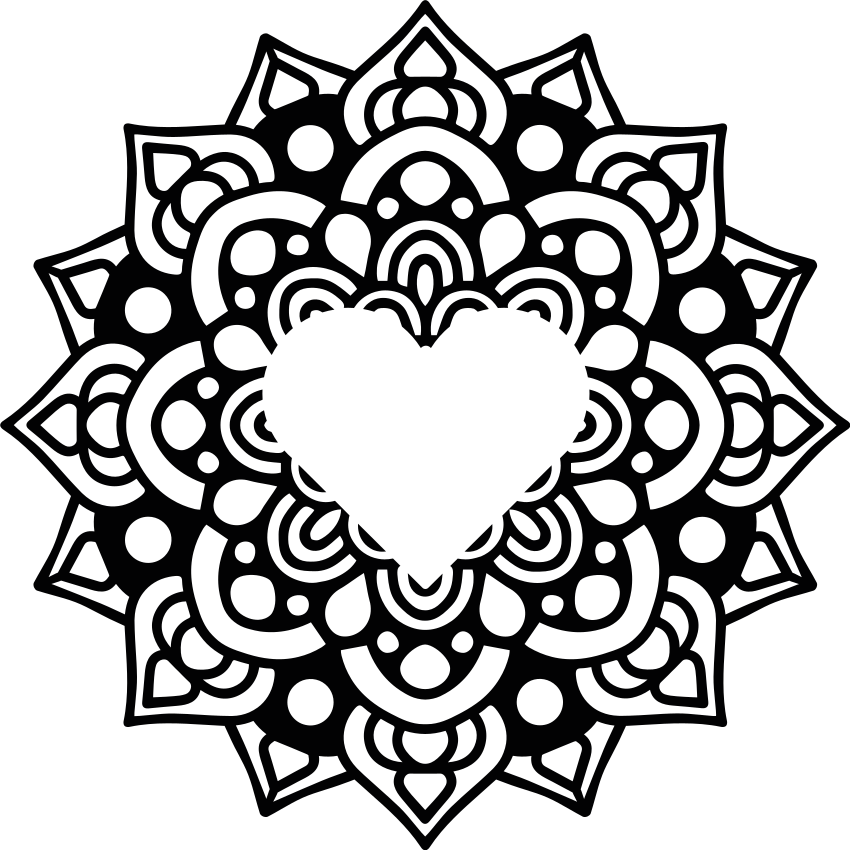 Yatak odası pvc halı kalp çerçeveli mandala - TenStickers