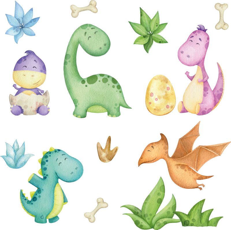Yatak odası pvc halı nordic dinozor desenli - TenStickers