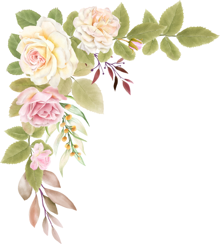 Yatak odası pvc halı pembe ve beyaz güller - TenStickers