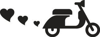 Yatak odası pvc halı motosiklet ve kalpler - TenStickers