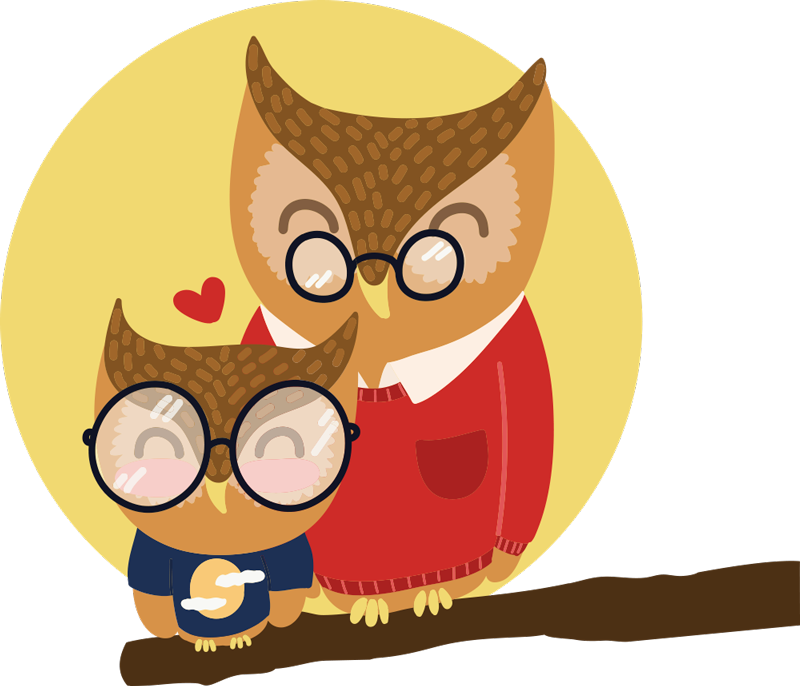 çocukta pvc halı baba ve oğul baykuş - TenStickers