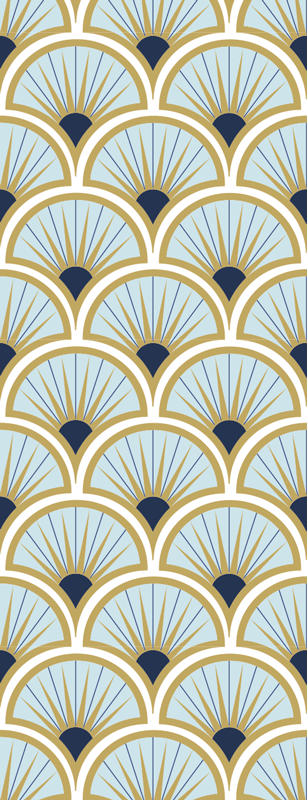 Banyo pvc halı - art deco mavi tonları - TenStickers