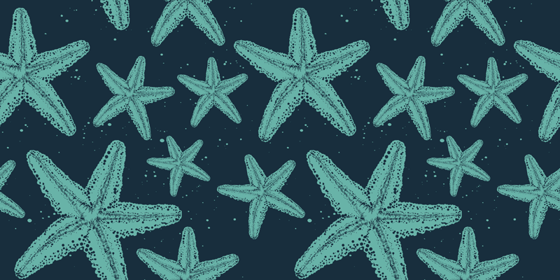 Banyo pvc halı starfish mavi tonları mobilya - TenStickers