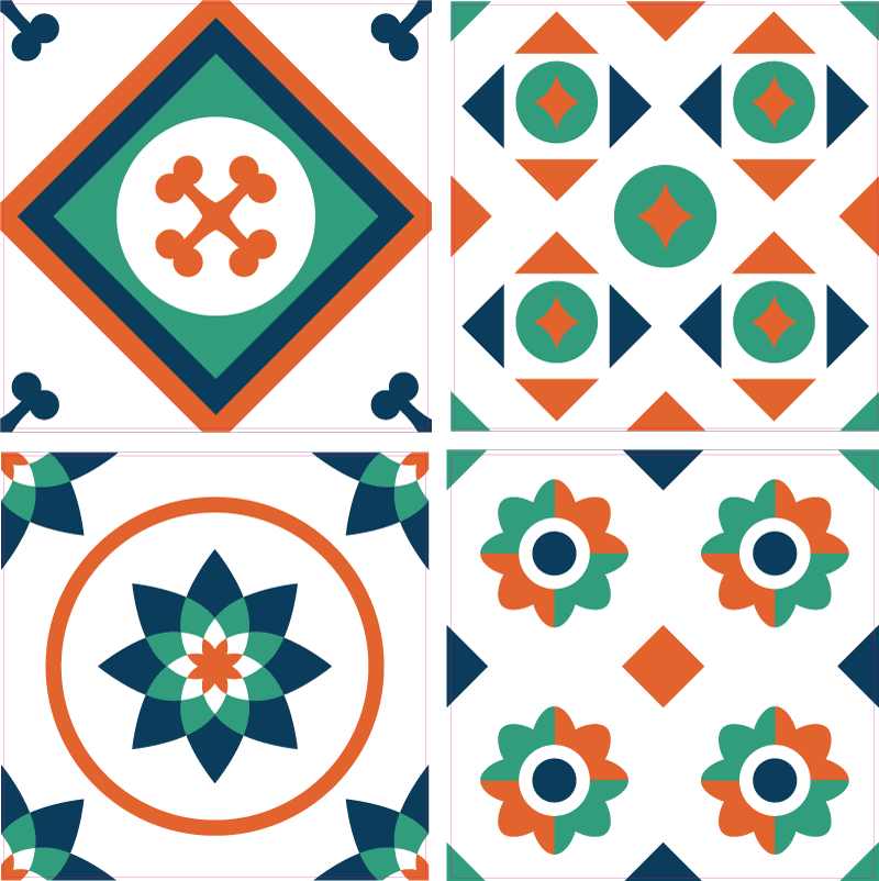 Banyo pvc halı geometrik fayans desenli - TenStickers