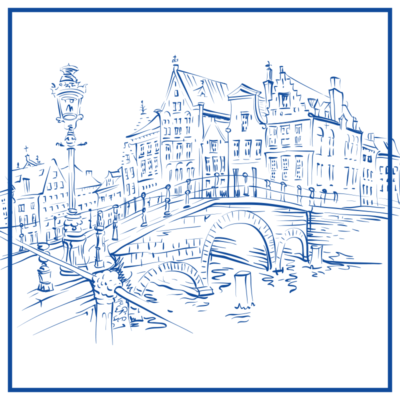 Mutfak pvc halı delft mavi kanal evleri - TenStickers