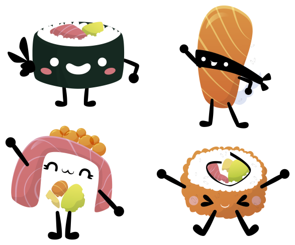 Mutfak pvc halı sevimli sushi desenli - TenStickers