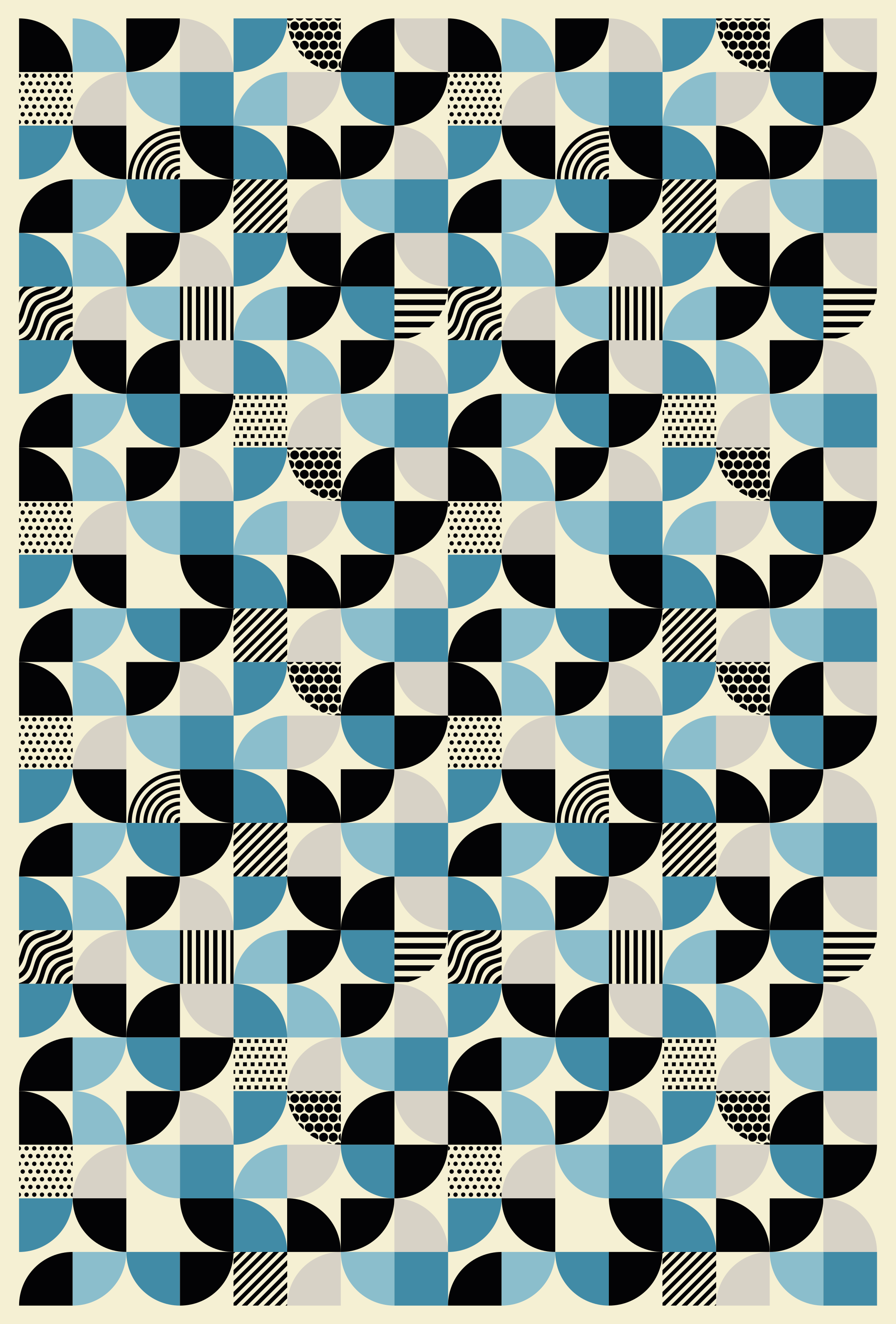 Mutfak pvc halı retro mavi bauhaus deseni - TenStickers