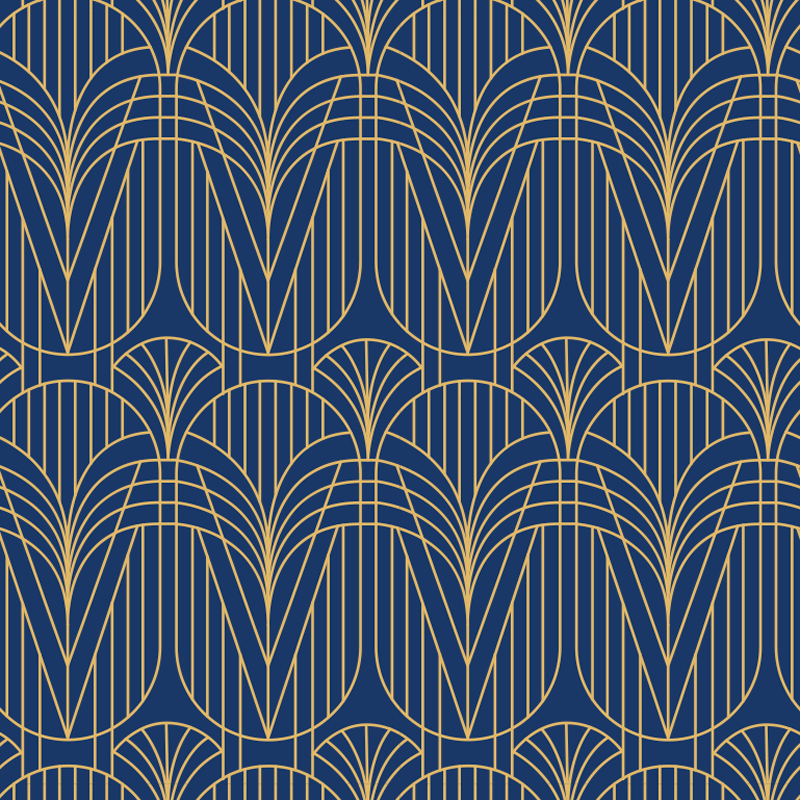 Mutfak pvc halı altın detaylı art deco deseni - TenStickers