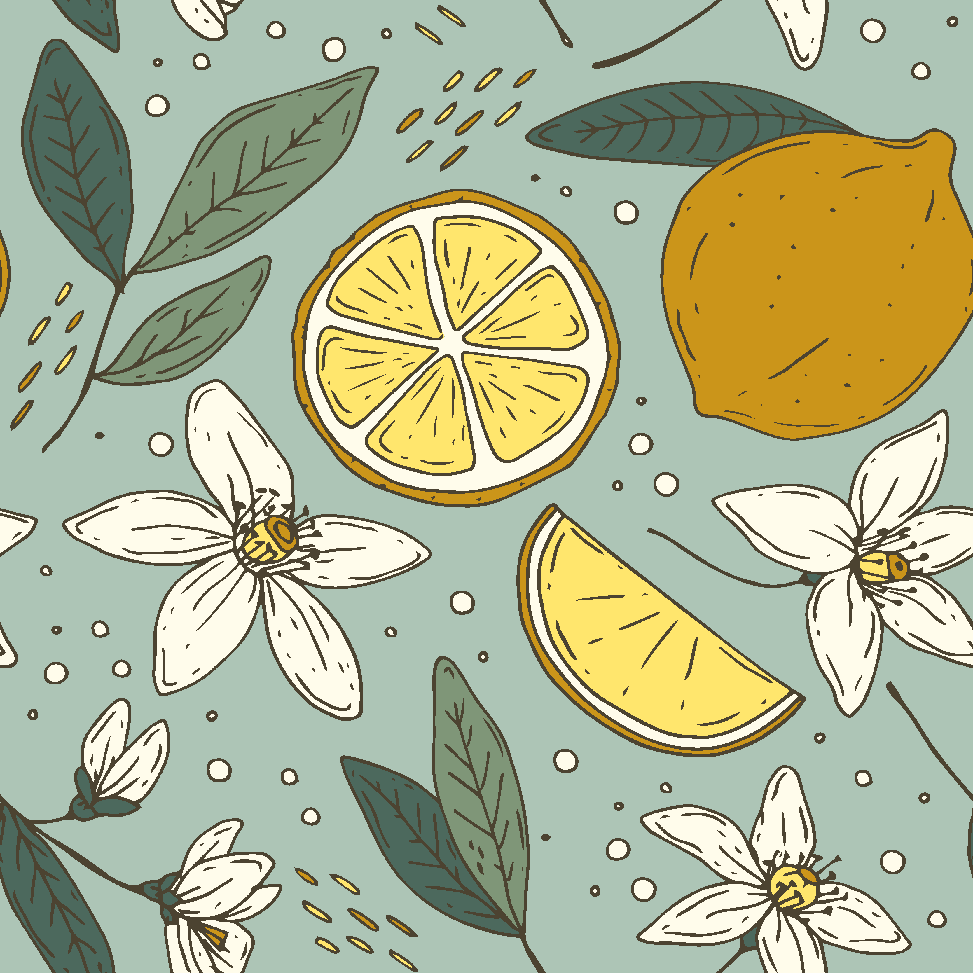 Mutfak pvc halı renkli limon deseni - TenStickers