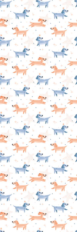 Yatak odası pvc halı taçlı sevimli köpekler - TenStickers