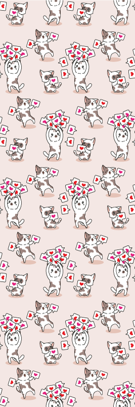 Yatak odası pvc halı kalp simgeli kedi deseni - TenStickers